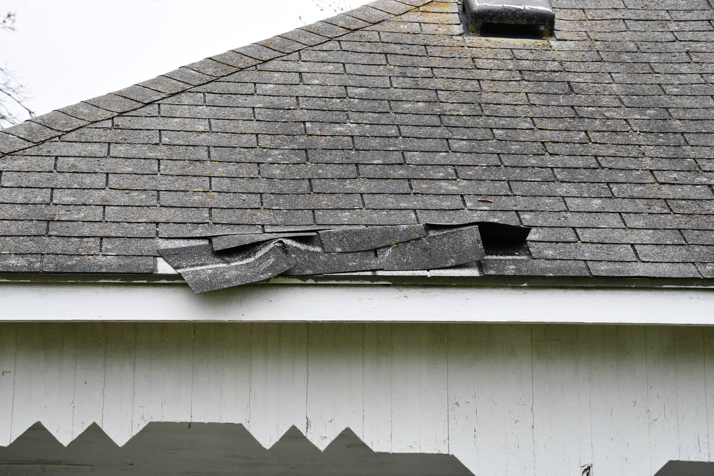 Obvious damage to the roof.