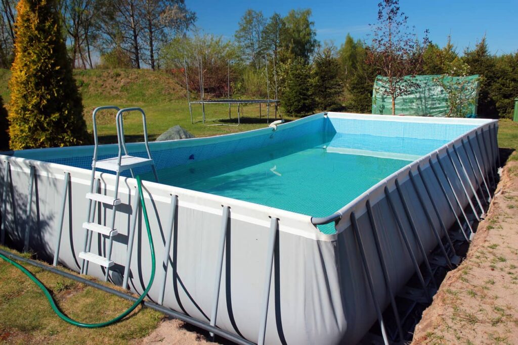 A soft-walled above-ground pool might be tougher to drain. Keep an eye on the walls as the water drains out.